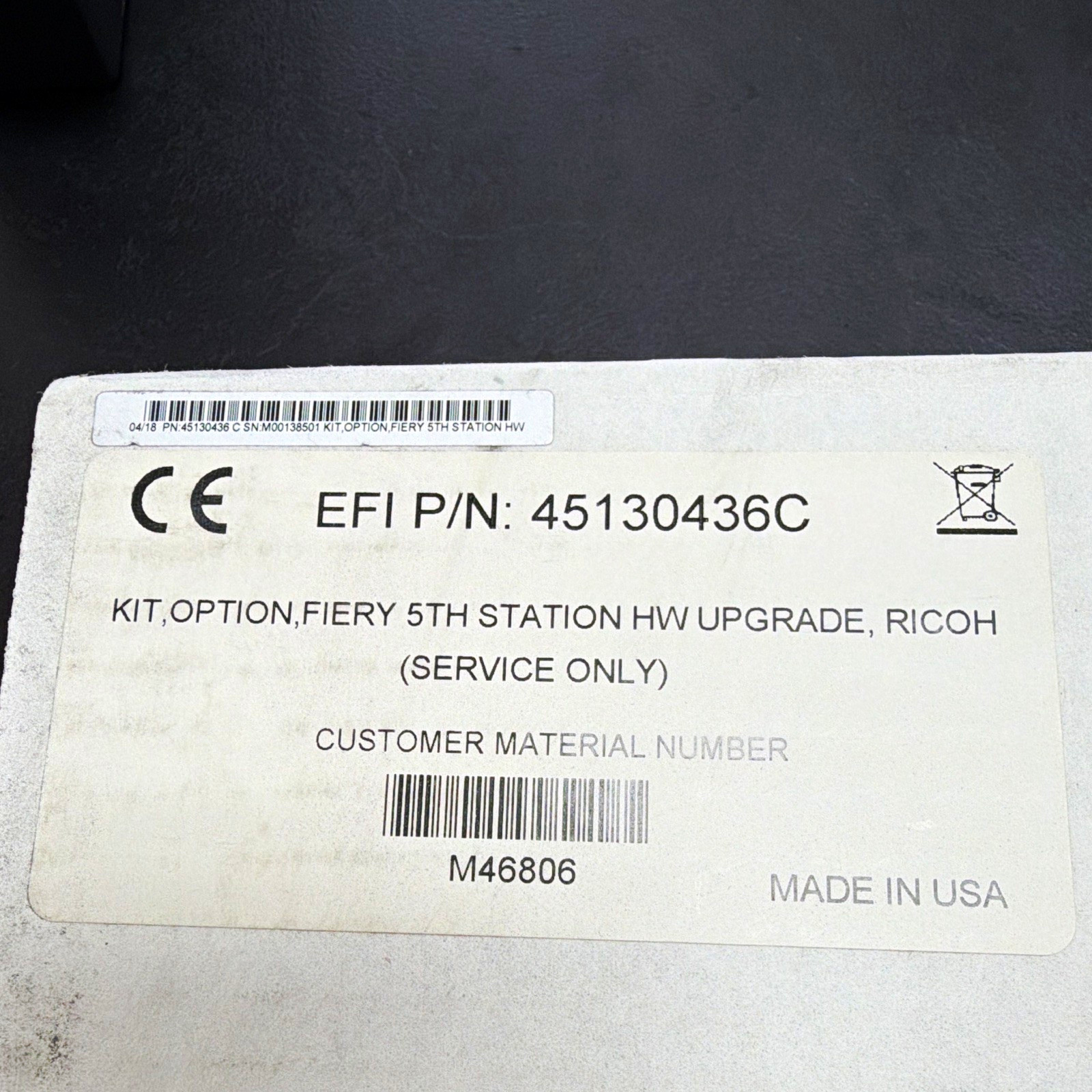 EFI Fiery 5th Station HW Upgrade Kit for Ricoh EFI PIN-45130436C
