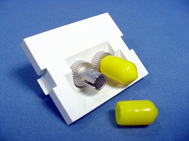 Leviton White MOS Duplex ST Fiber Optic 45° Coupling Jack 1.5 Module 41294-2TW