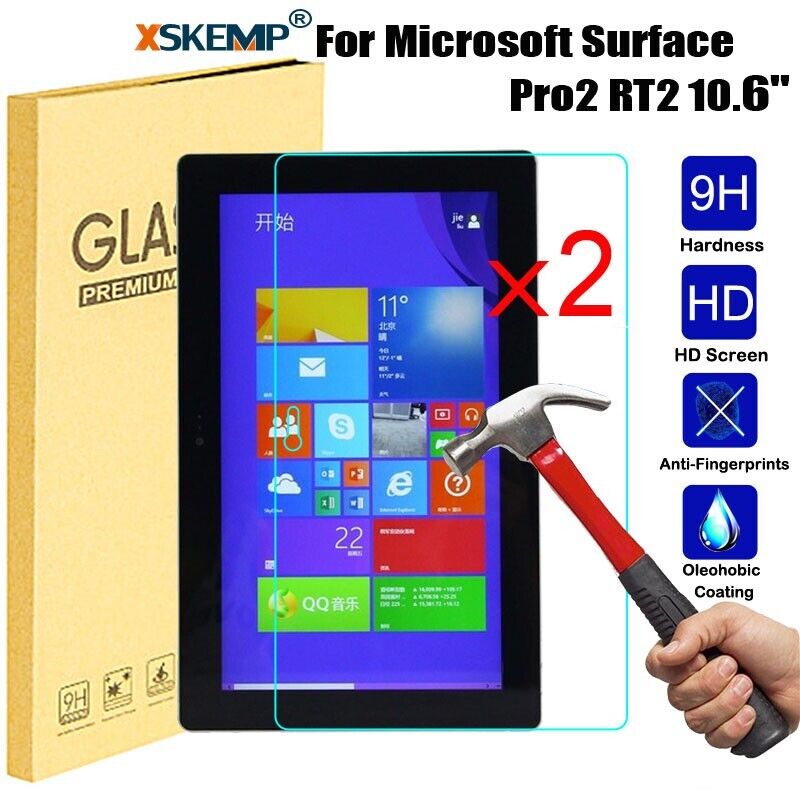 2Pcs Microsoft Surface Pro 2 RT2 10.6 TEMPERED GLASS Screen Protector