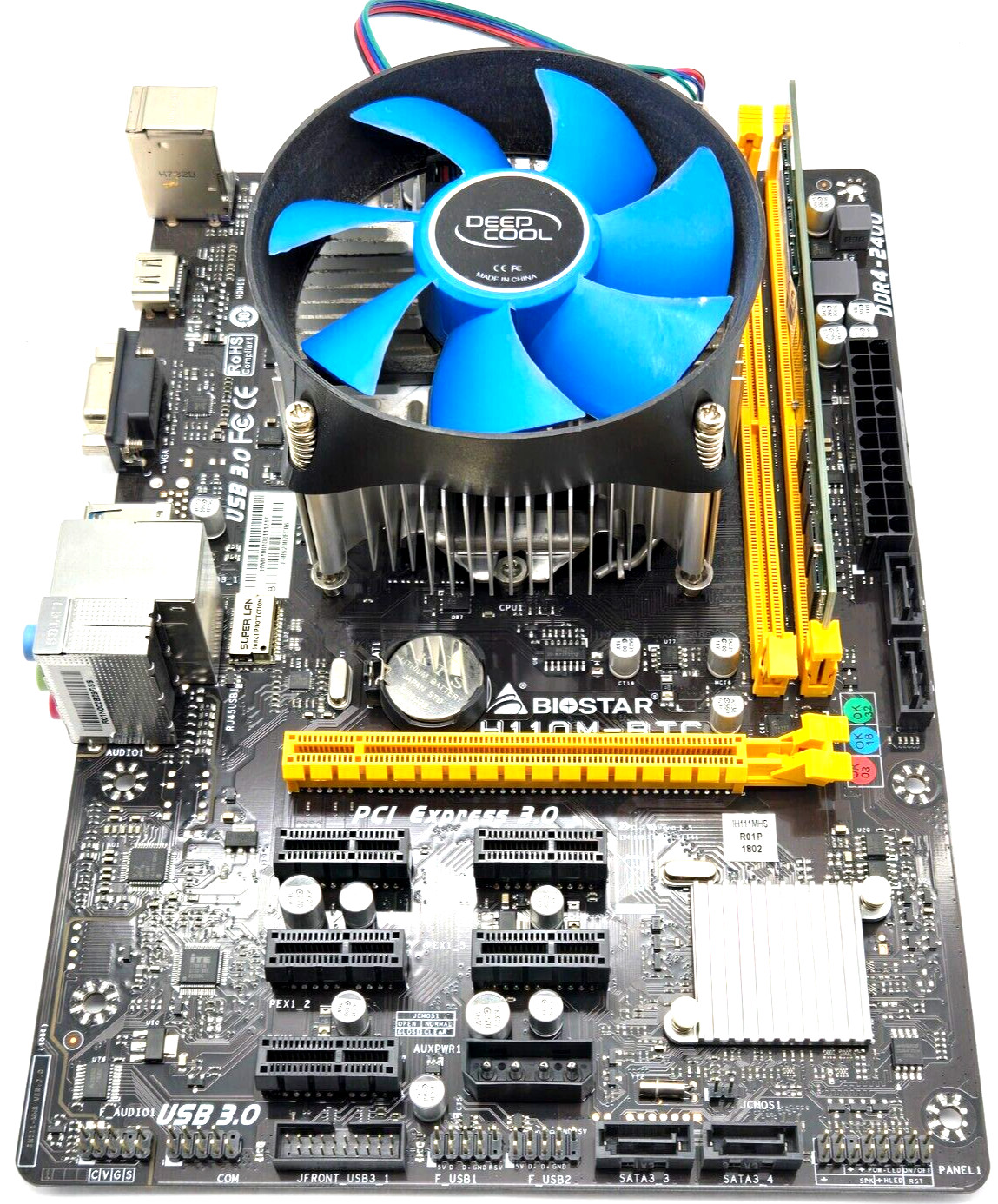 BIOSTAR H110M-BTC Motherboard with Intel i7-7700 Processor and 8GB DDR4 SDRAM