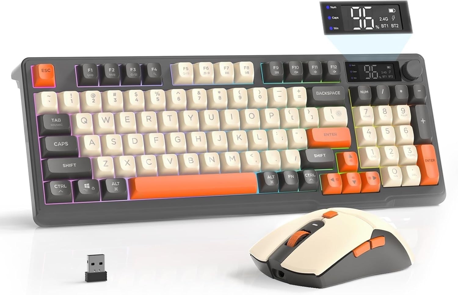 ZIYOU LANG T96 Wireless BT/2.4G Gaming Keyboard & Mouse Combo Display For PC