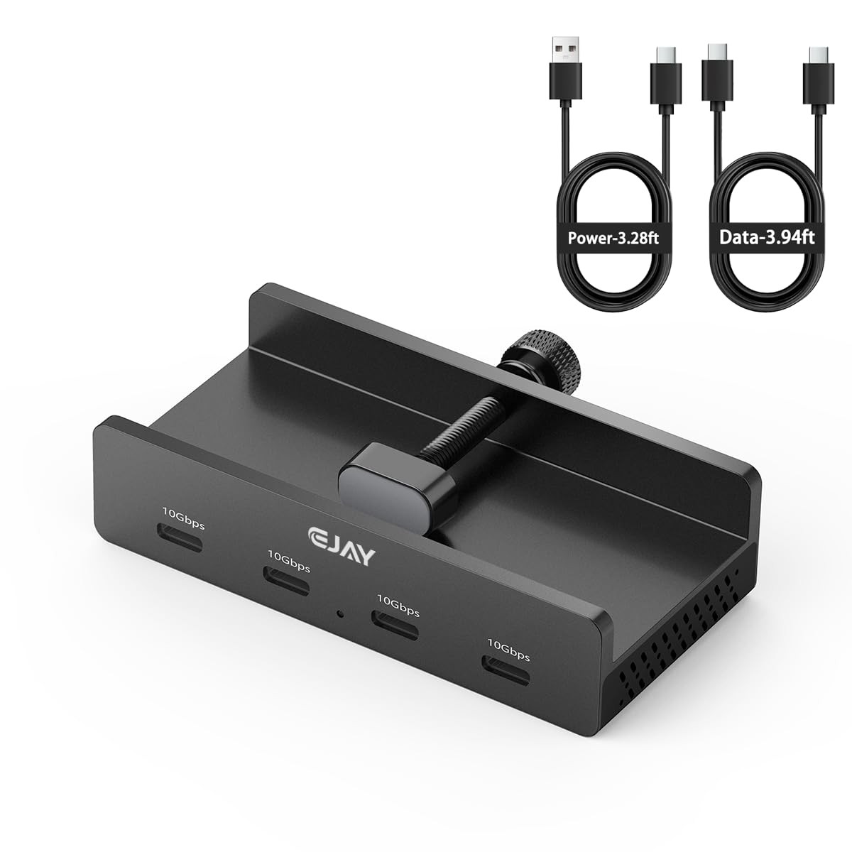 USB Hub Clamp Mount, 4-Port 10Gbps USB 3.2 Hub Gen 2, Aluminum Clamp On USB H...