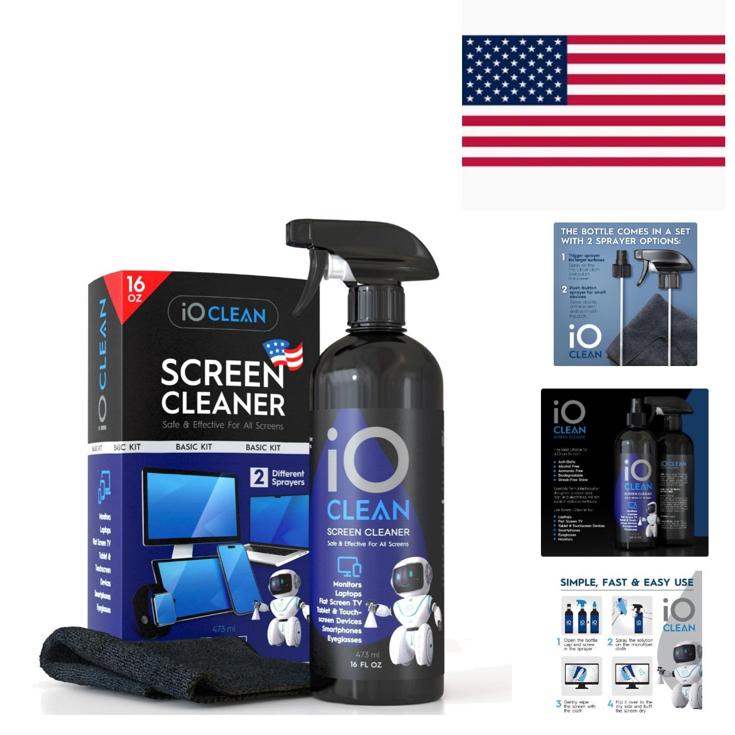 Ultimate 16oz Screen Cleaner Spray with Dual Nozzles for All Electronic Devices