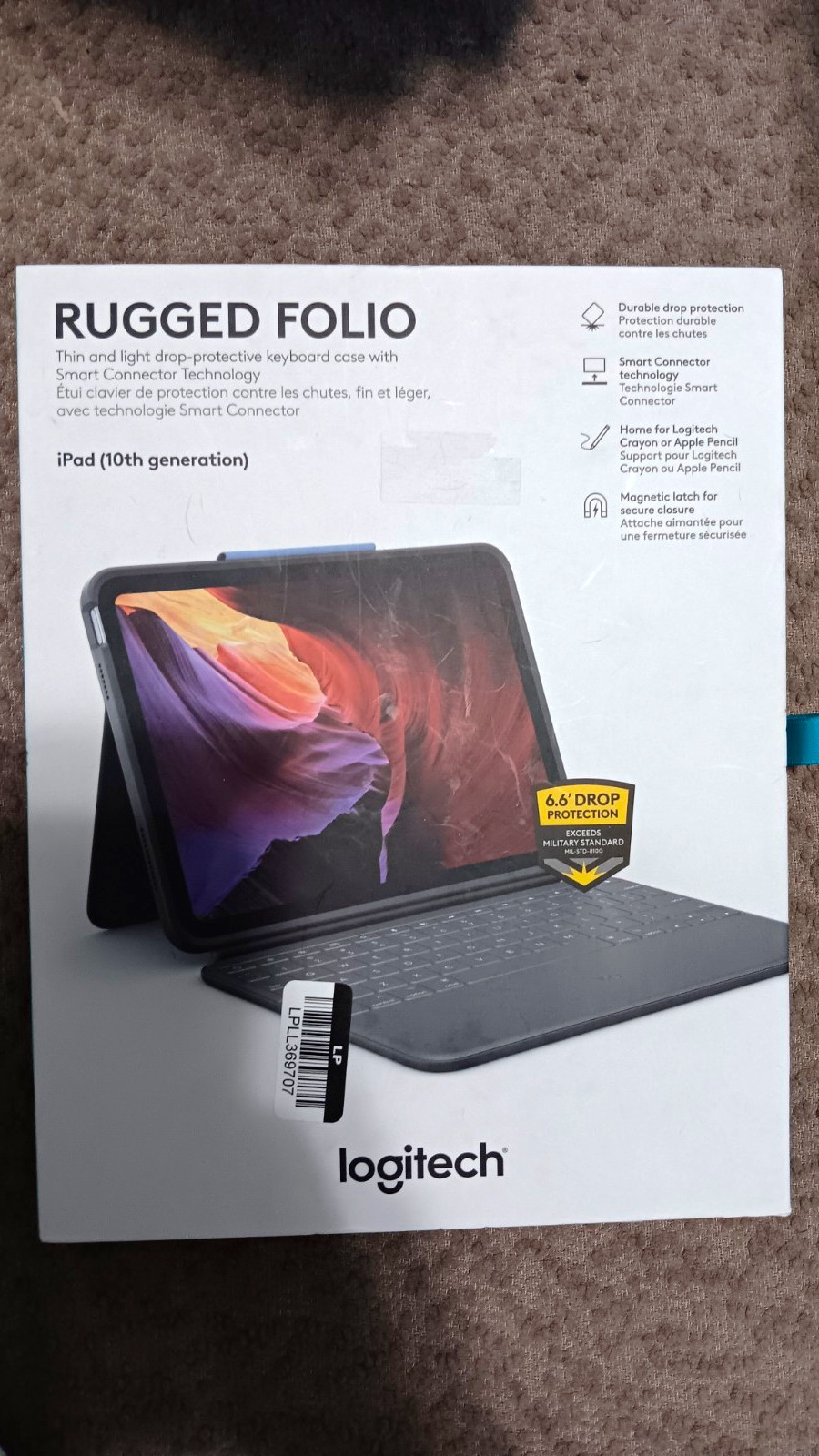 Logitech Rugged Folio Rugged Keyboard Case for Apple iPad 10th Gen Black