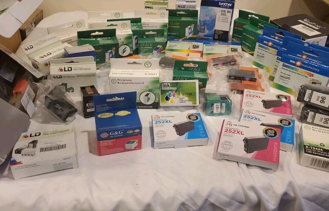 Lot Of 70 BRAND NEW MIXED SEALED Ink Cartridges 