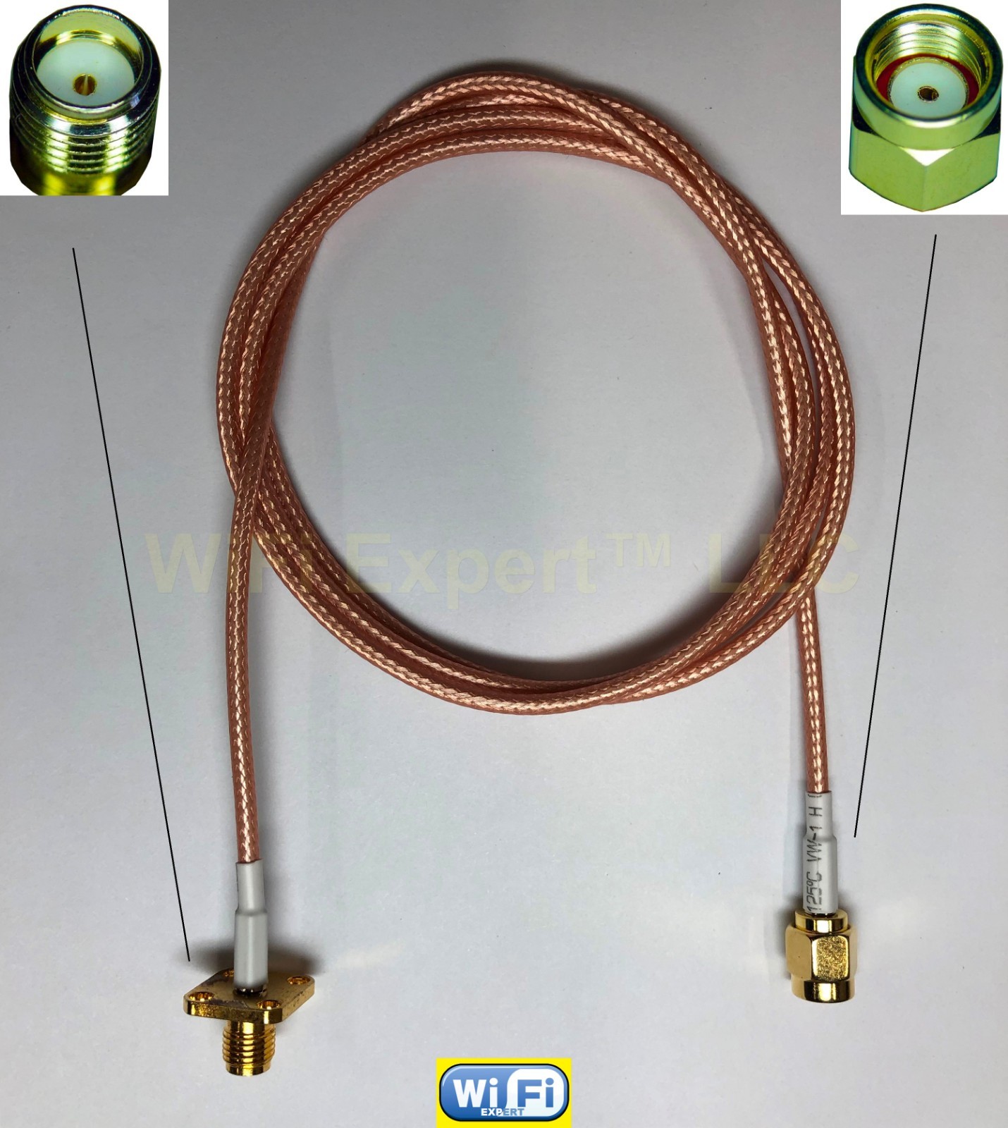 RG316 RP-SMA MALE PLUG to SMA FEMALE FLANGE JACK 4 HOLE PANEL MOUNT Coax Cable