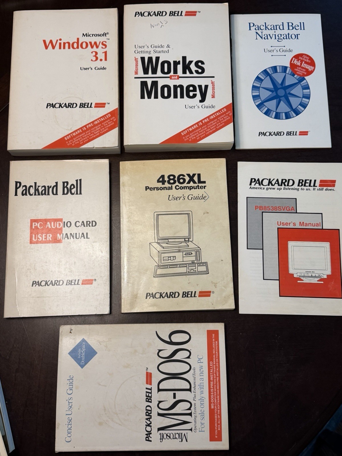 Vintage Packard Bell 486XL PC Manuals Lot MS-DOS 6 Windows 3.1 Navigator Retro
