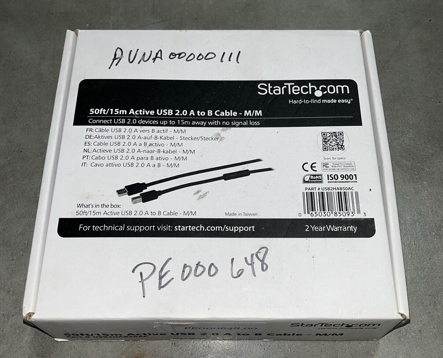StarTech 15m / 50 ft Active USB 2.0 A to B Cable M/M USB2HAB50AC *NEW*