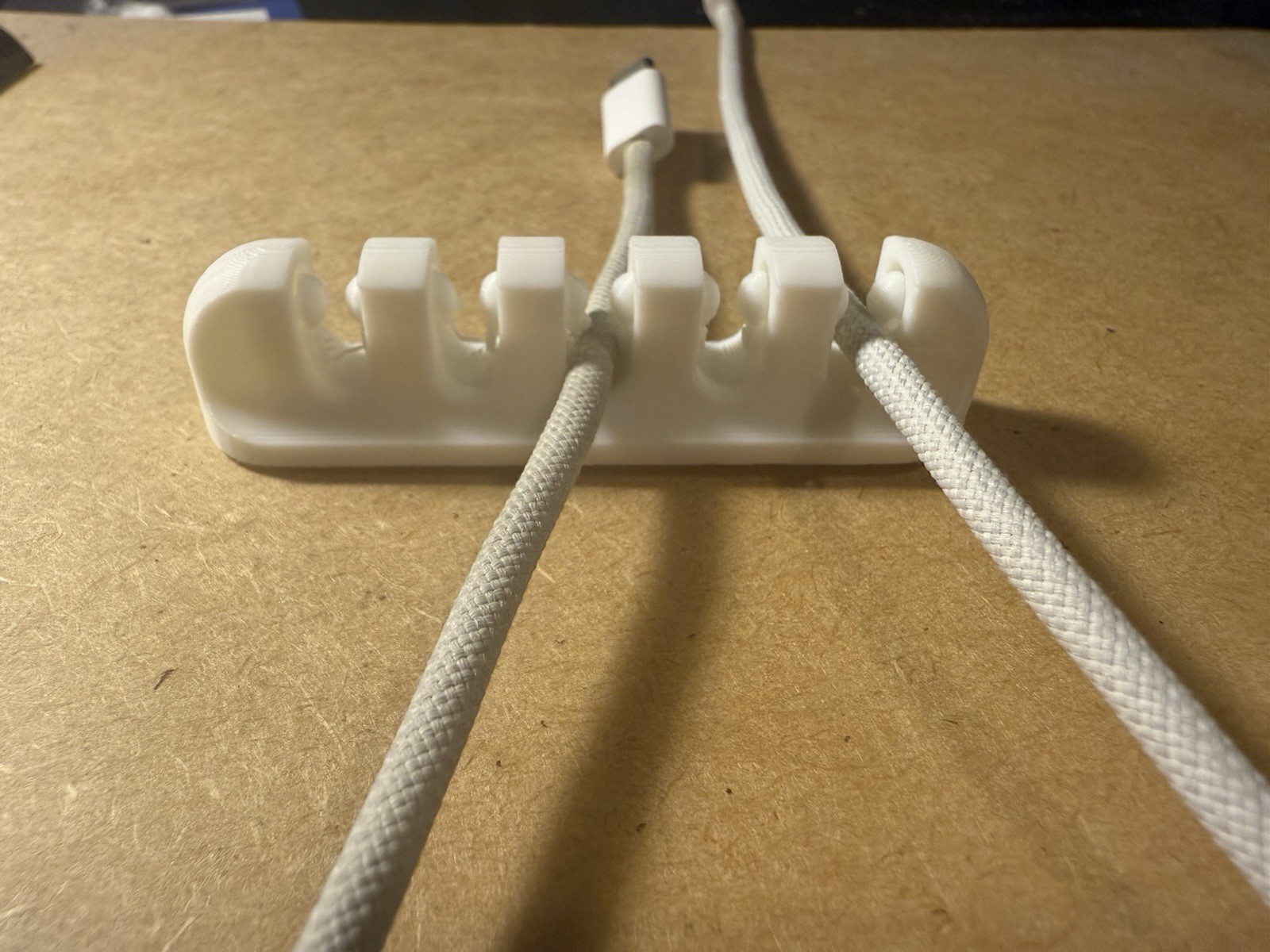 3D Printed Cable Stand Holder – Set of 3 USB/Phone Desk Organizer – White/Black