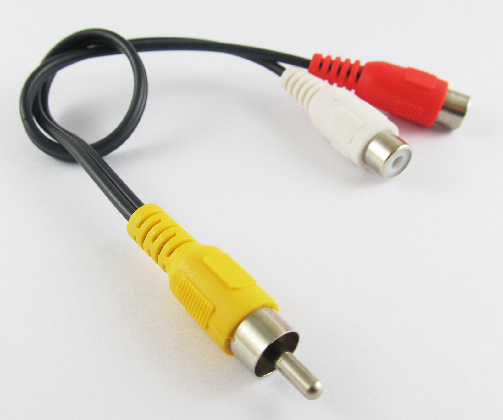 50pcs 28cm 1 RCA Male to 2 RCA Female JACK Y Splitter Audio Video Adapter Cable