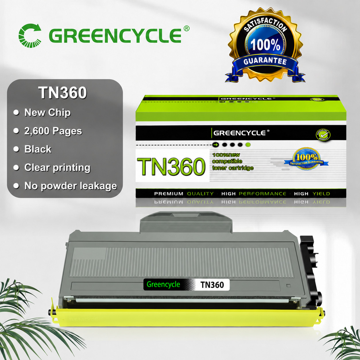 GREENCYCLE TN360 Toner Cartridge For Brother HL-2140 DCP-7040 MFC-7320 MFC-7340