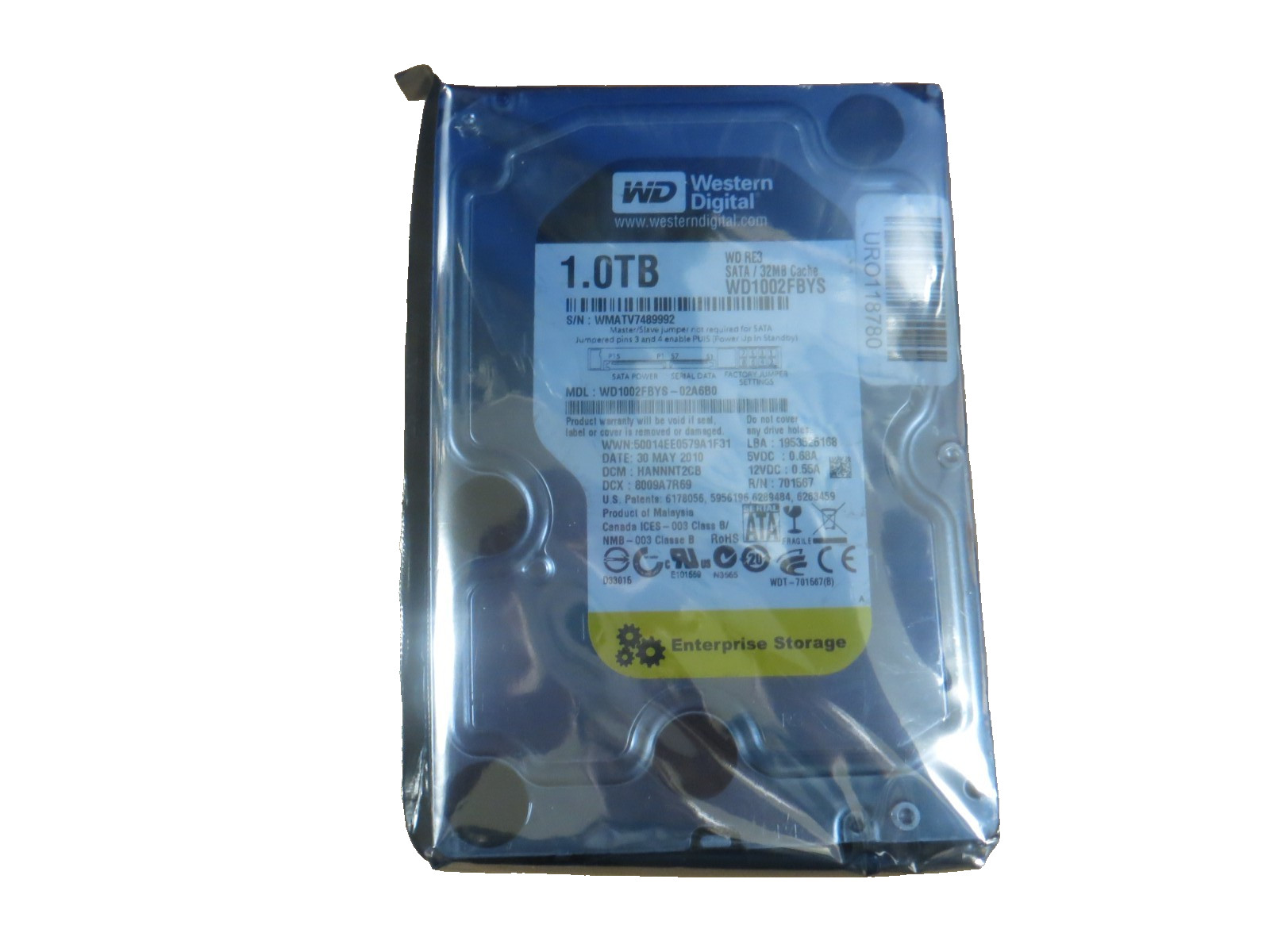 Western Digital 1TB / 32MB SATA 7.2K RPM 3.5" Hard Drive RE3 WD1002FBYS / Refurb