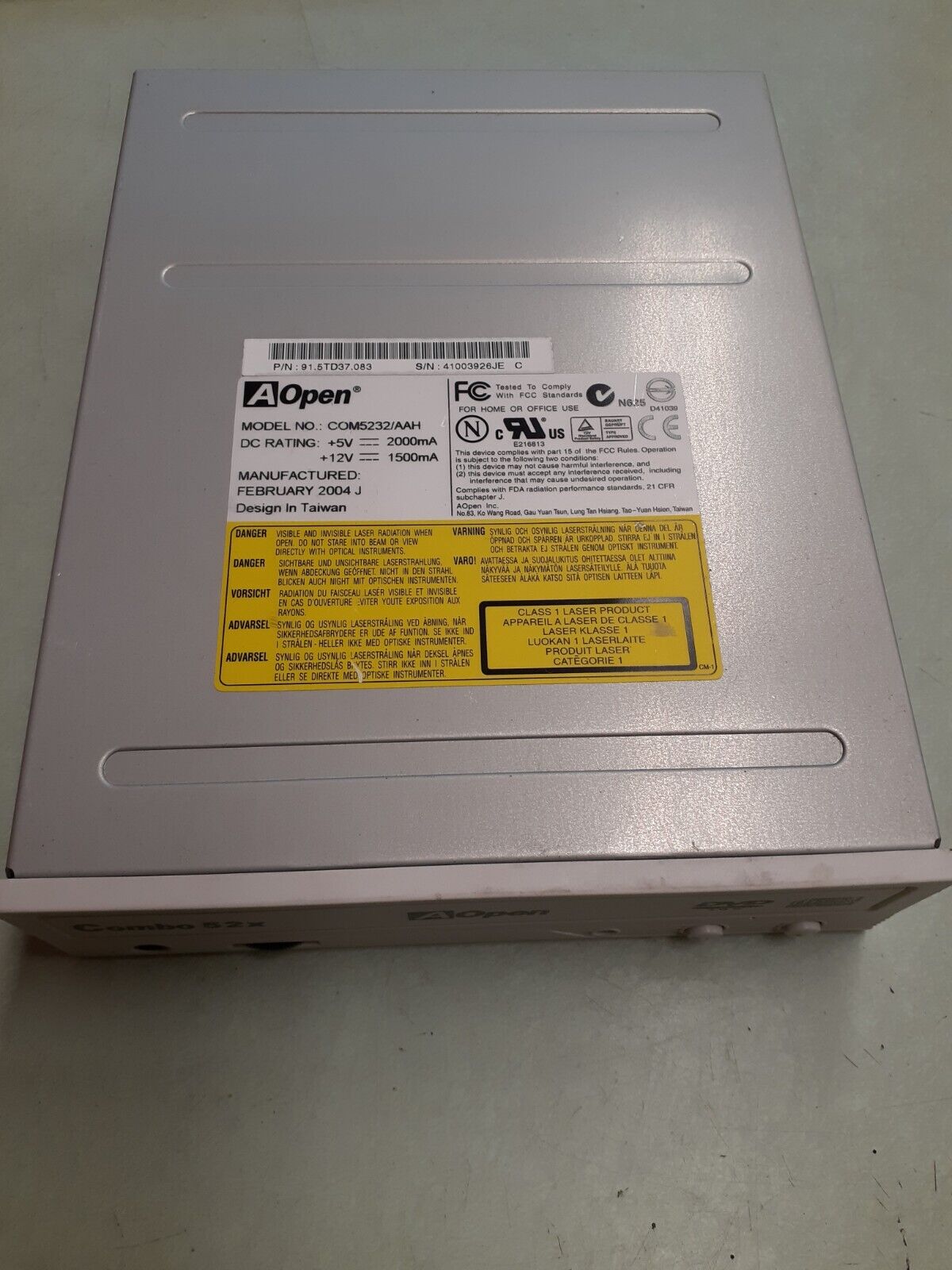 Aopen COM5232/AAH IDE CD-RW DVD-ROM Disk Drive - White Bezel