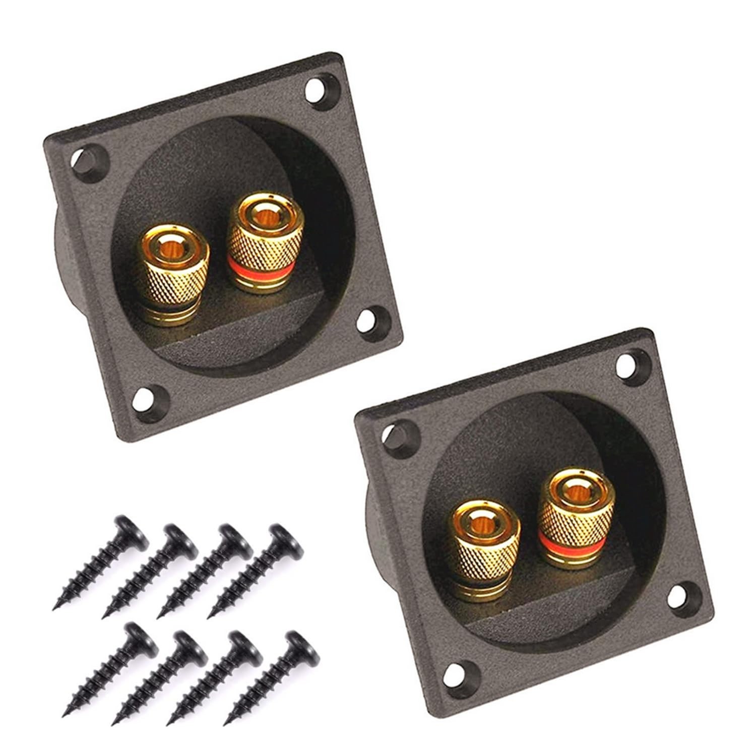2Pcs 2.2 Inch Square 2-Way Speaker Box Terminal Speaker Terminal Cup with Ban...