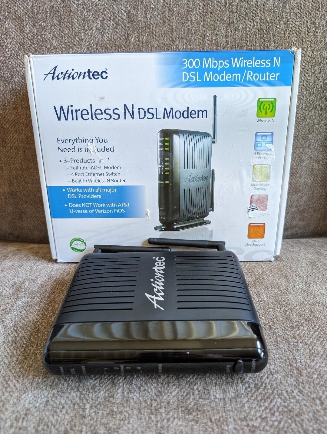 ACTIONTEC 300 Mbps Wireless 3 IN ONE WIRELESS DSL N Router/MODEM & SWITCH