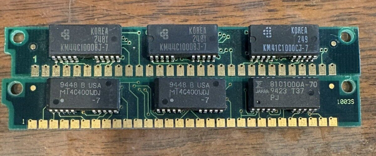 2 x 1MB 30-Pin 3-Chip 70ns FPM SIMM Memory RAM 2MB Vintage PC 286 386 *Tested*