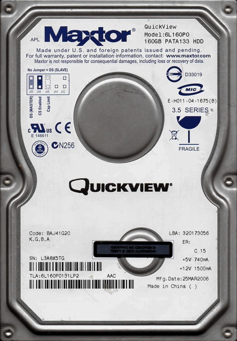 Maxtor QuickVIEW 6L160P0 160GB ATA IDE 7200rpm