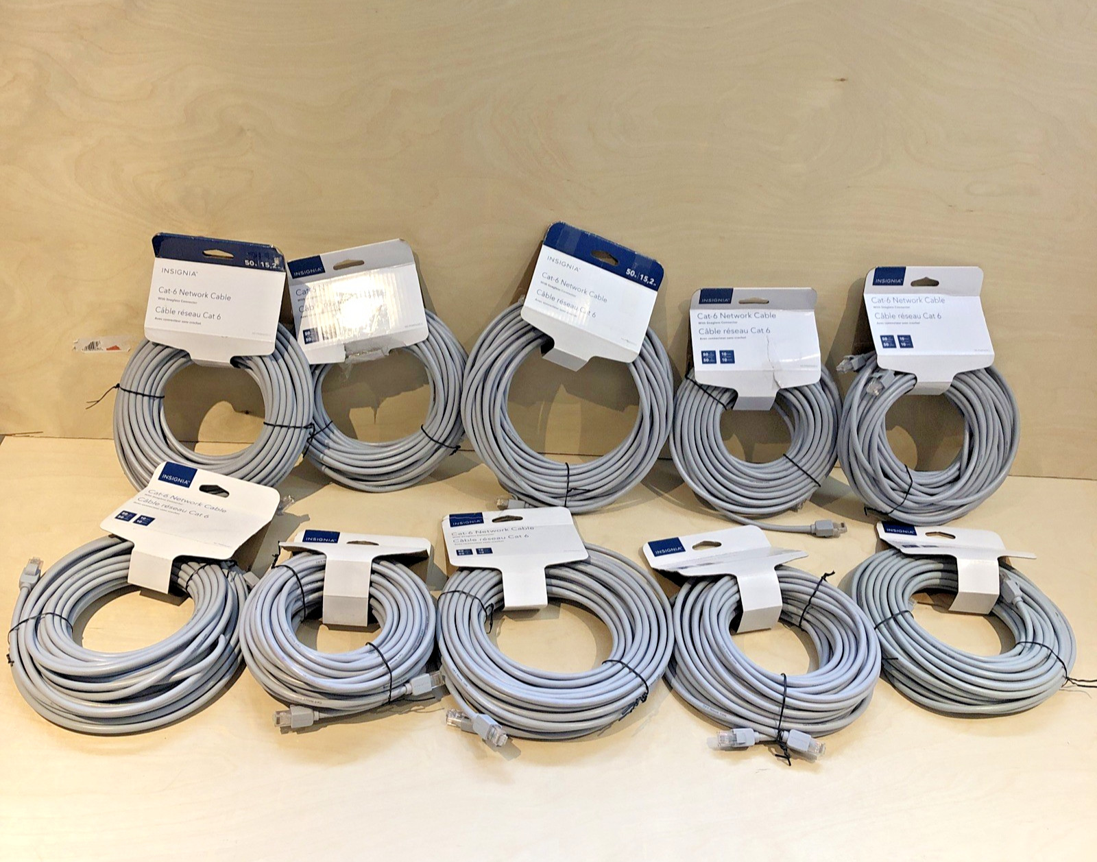 Lot 10X Insignia 50ft Cat6 RJ45 Ethernet Network Cable Cord High Speed Up 10Gbps