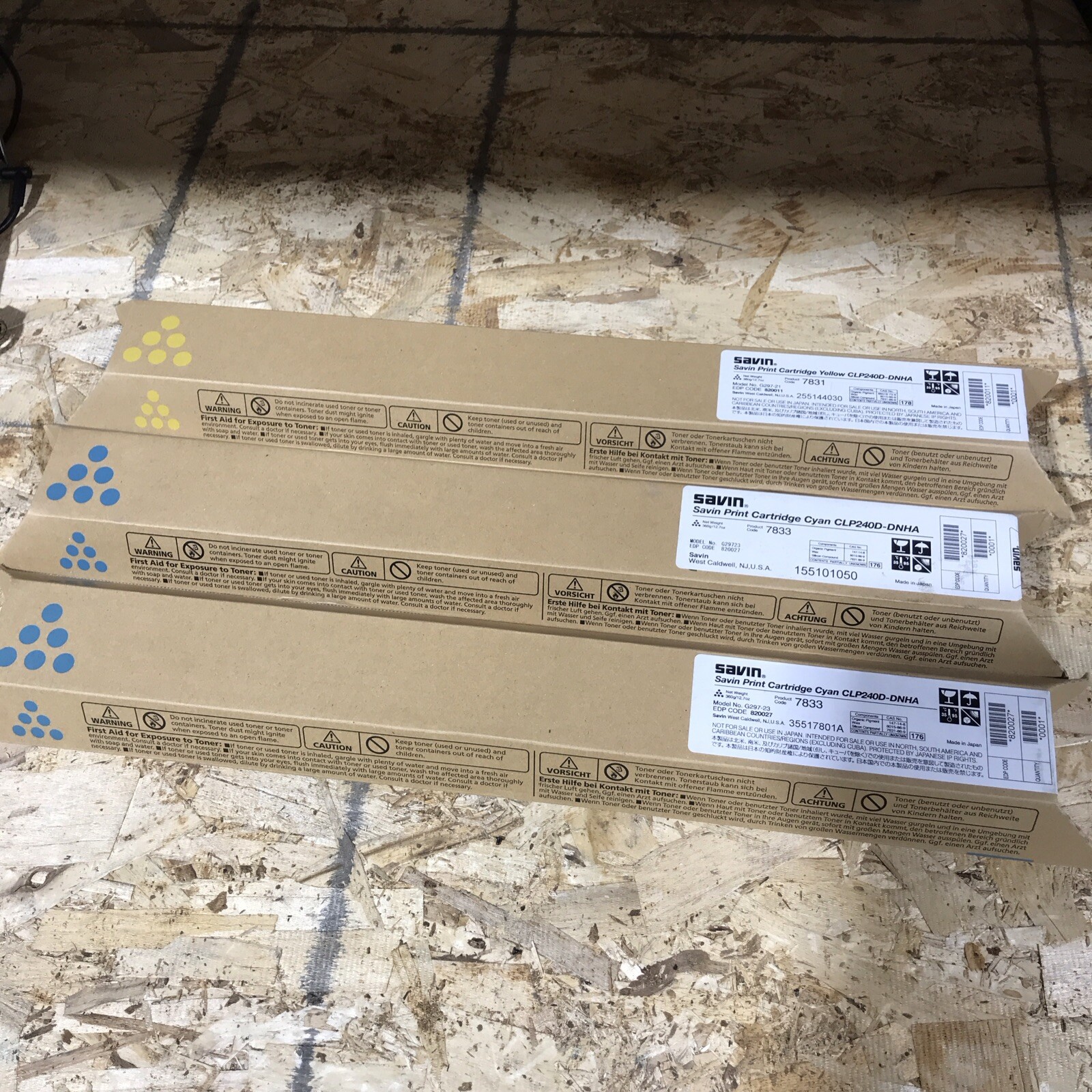 Lot Of 3 1x 7831 2x 7833 SAVIN CLP240D-DNHA MAGENTA & YELLOW PRINT CARTRIDGE 'S