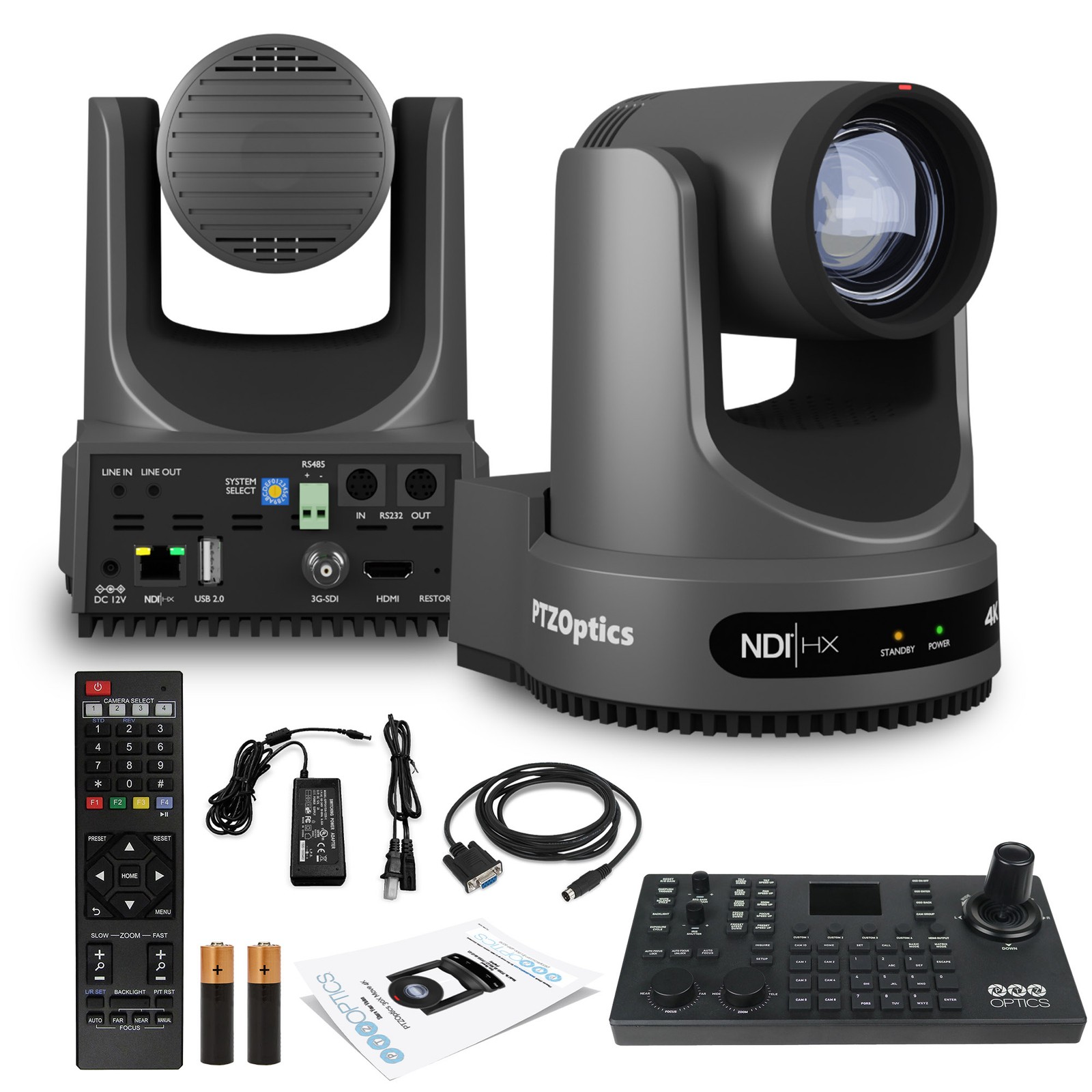 PTZOptics Move 4K PTZ Camera with 12x Zoom (Gray) (PT12X-4K-GY-G3) + SuperJoy