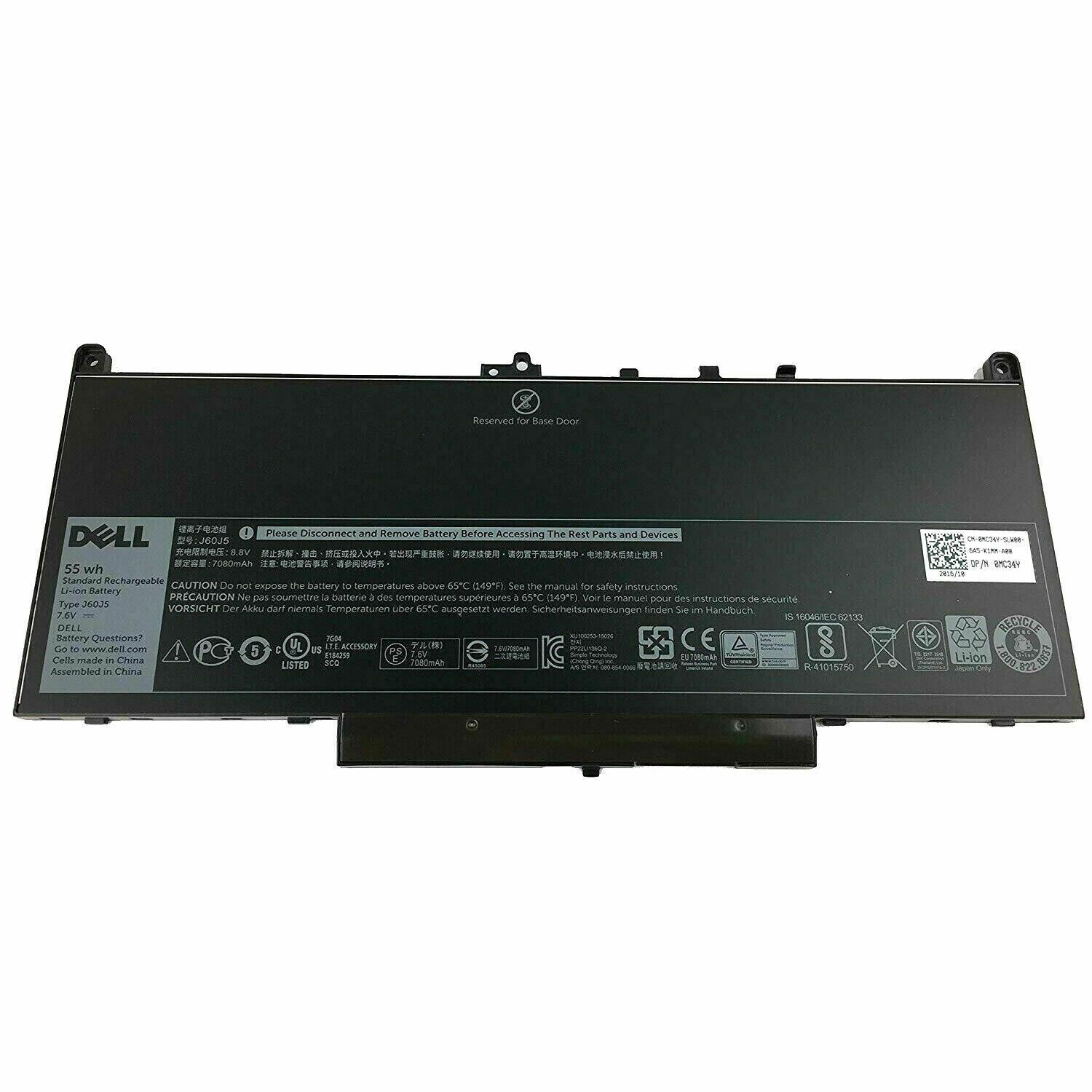 Genuine 55Wh J60J5 Battery for Dell Latitude E7270 P26S001E7470 P61G001 Series