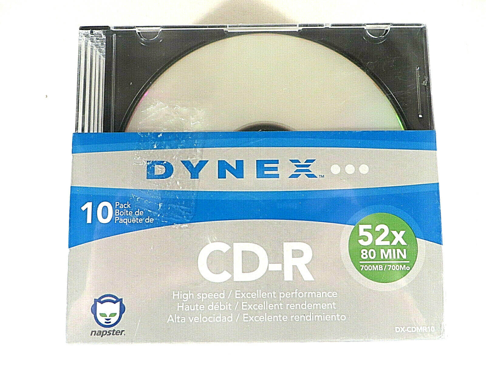 Dynex 10-Pack 52x 80 Mins 700MB CD-R Discs w/Thin Jewel Cases Silver NIB