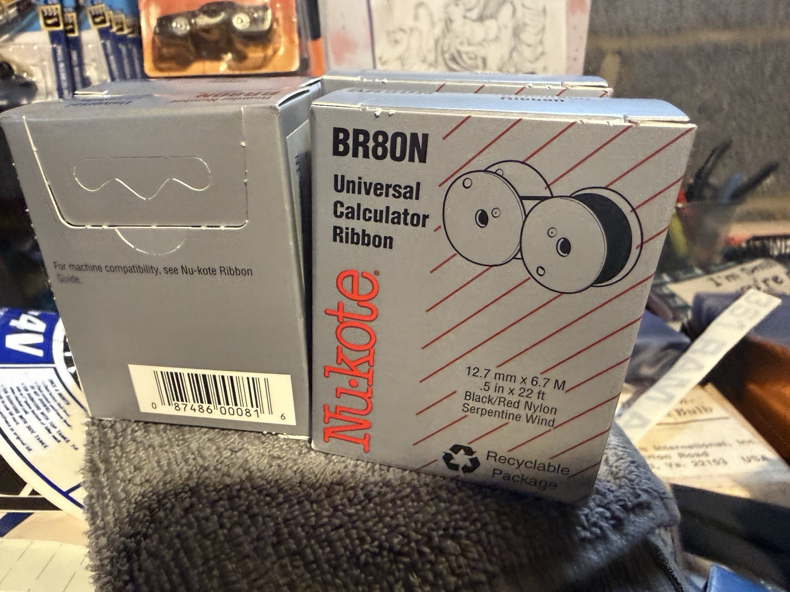4-Boxes NU-KOTE BR80N Universal Calculator Ribbon Black/Red .5" x 22 ft.