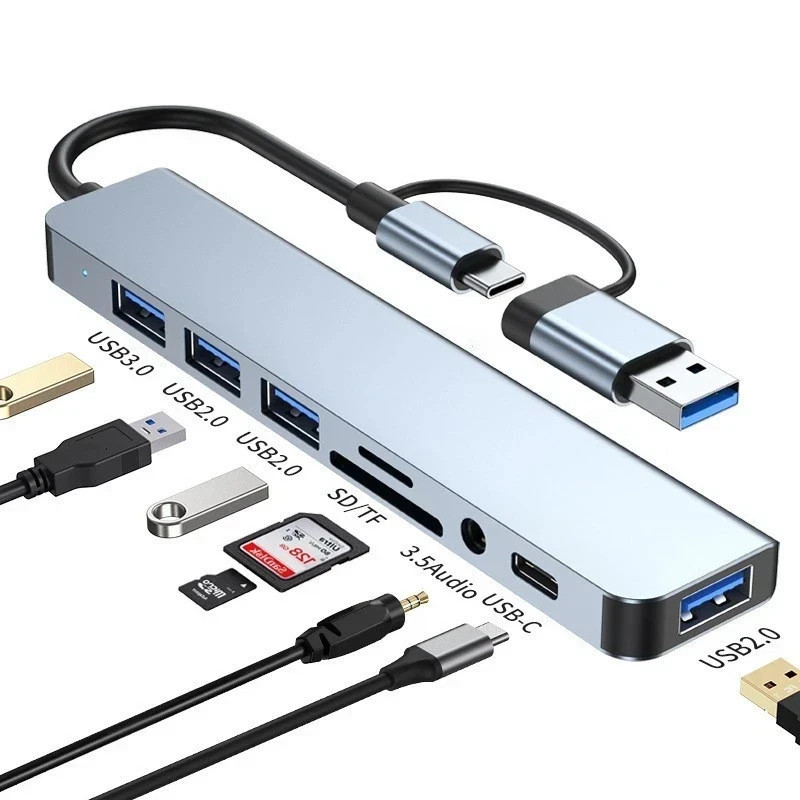 7/8 Port USB-C Hub Adapter - 5G Speed Multi Splitter for PC, Laptop & MacBook US