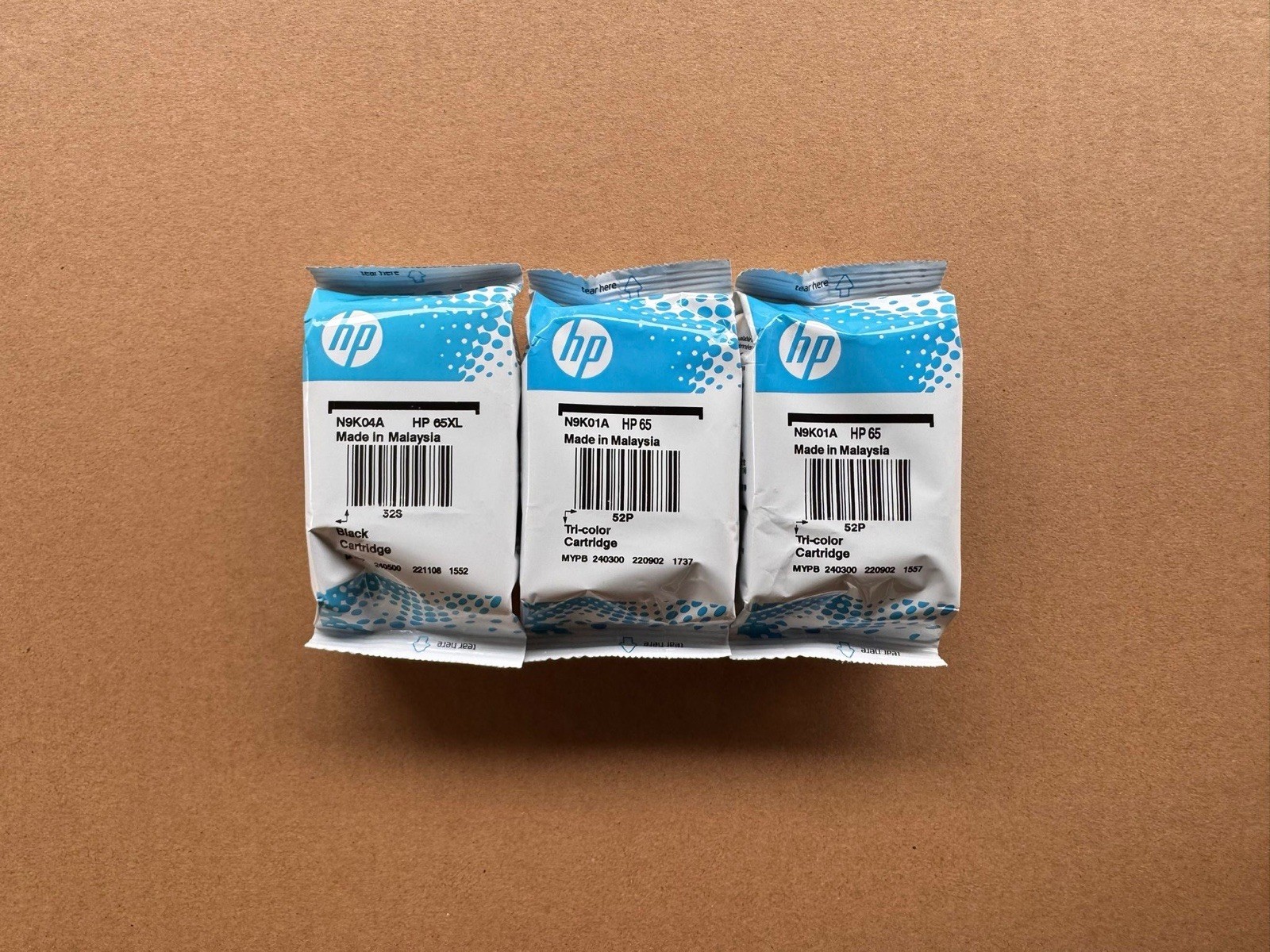 3pcs HP 65XL Black & 65 Tri-Color Ink Cartridge 2024+