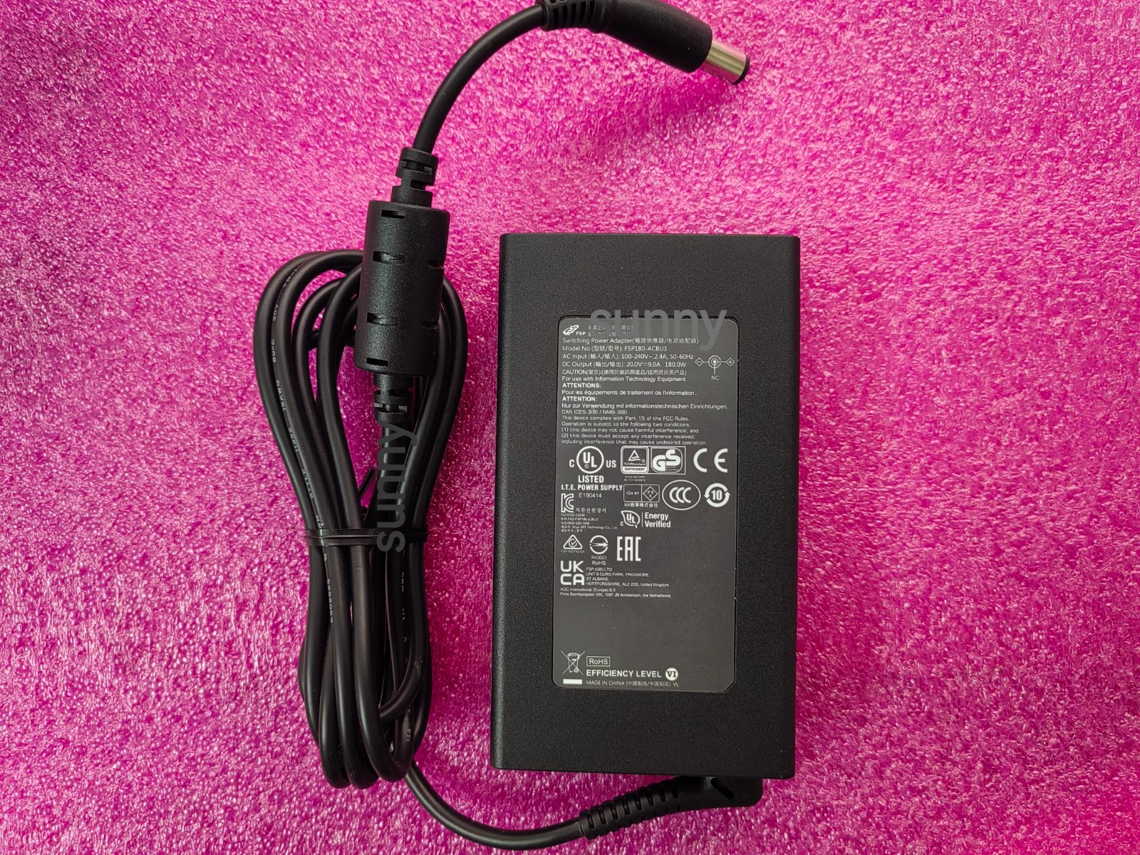 For AOC AG276QKD2 Monitor FSP 20V 9A FSP180-ACBU3 7.4mm Pin 180W AC Adapter OEM