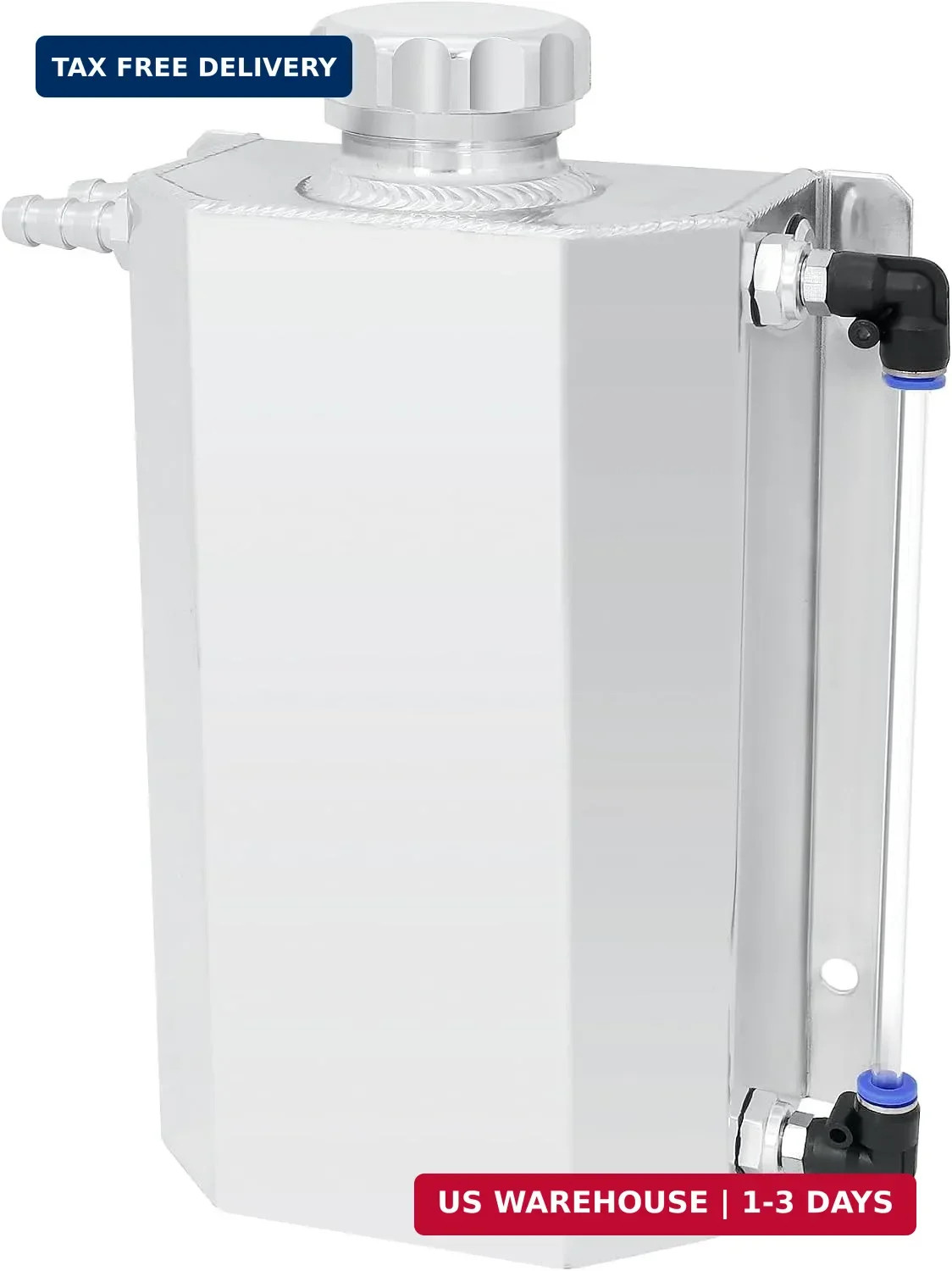 Radiator Coolant Overflow Tank, Coolant Recovery Tank Aluminum 2L Silver
