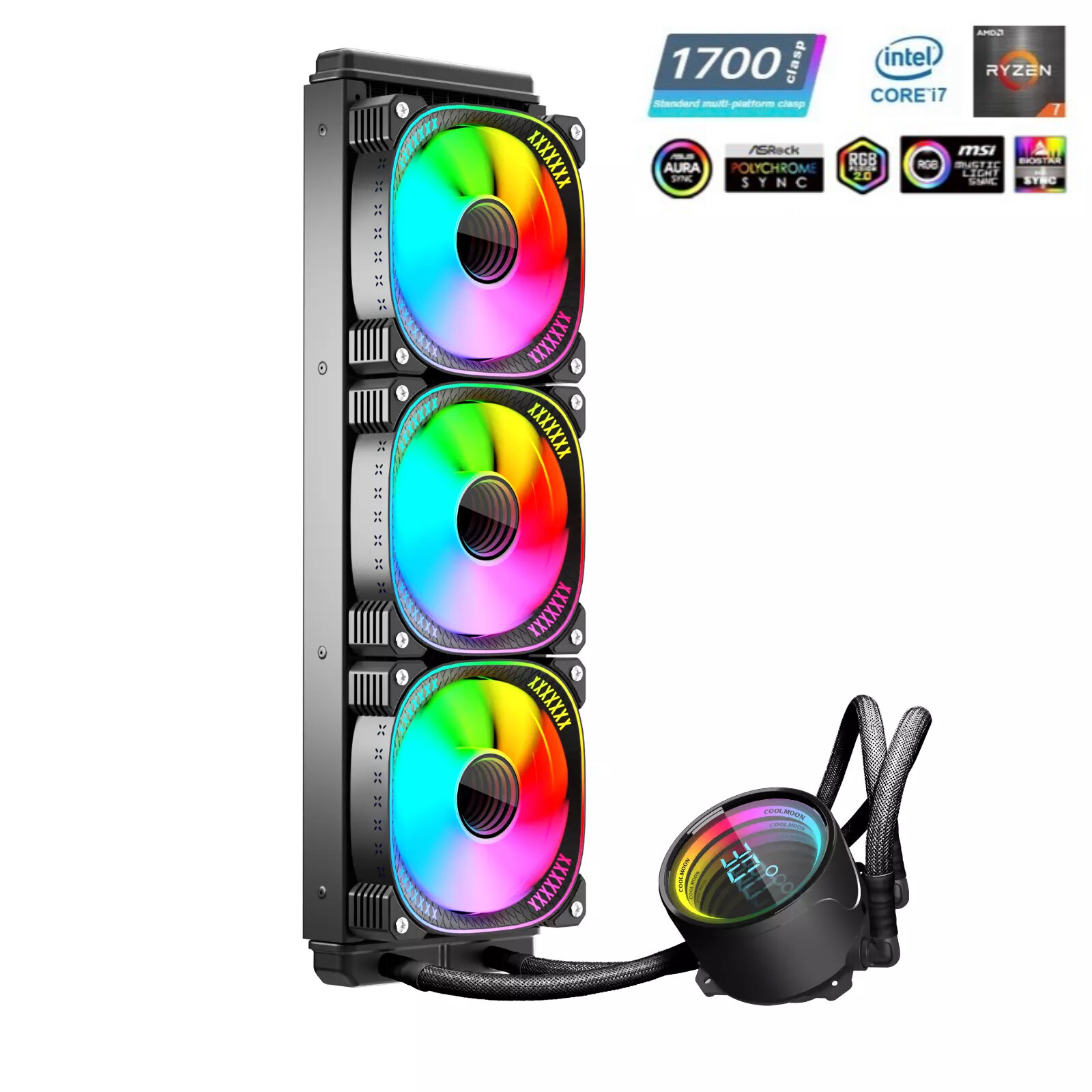 ICEMOON 360 Infinity Lens Digital Display All-in-One ARGB Liquid CPU Cooler