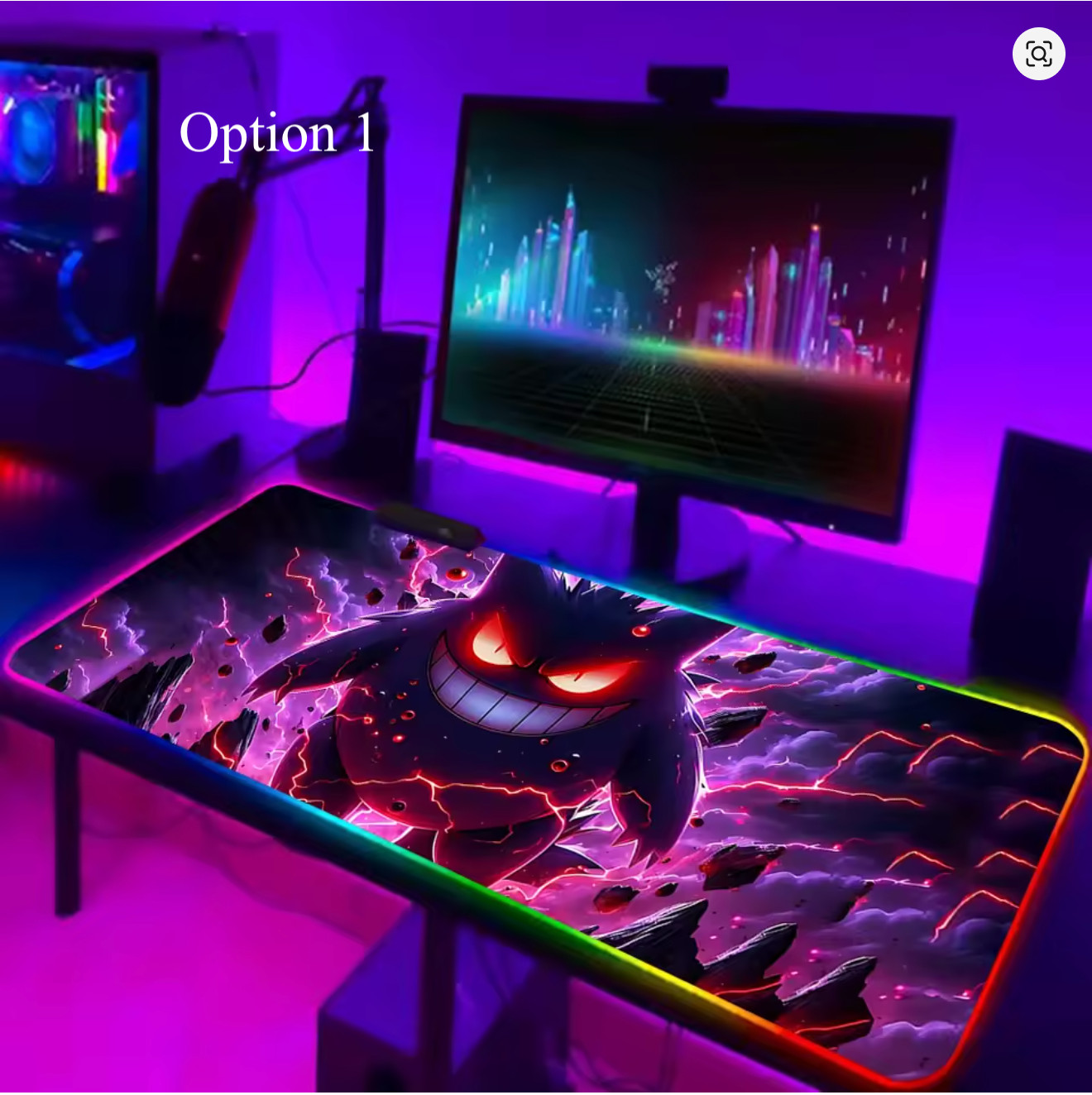 RGB Pokemon Gengar Gaming Mouse Pad LED Glowing Desk Mat for PC, Laptop Setup