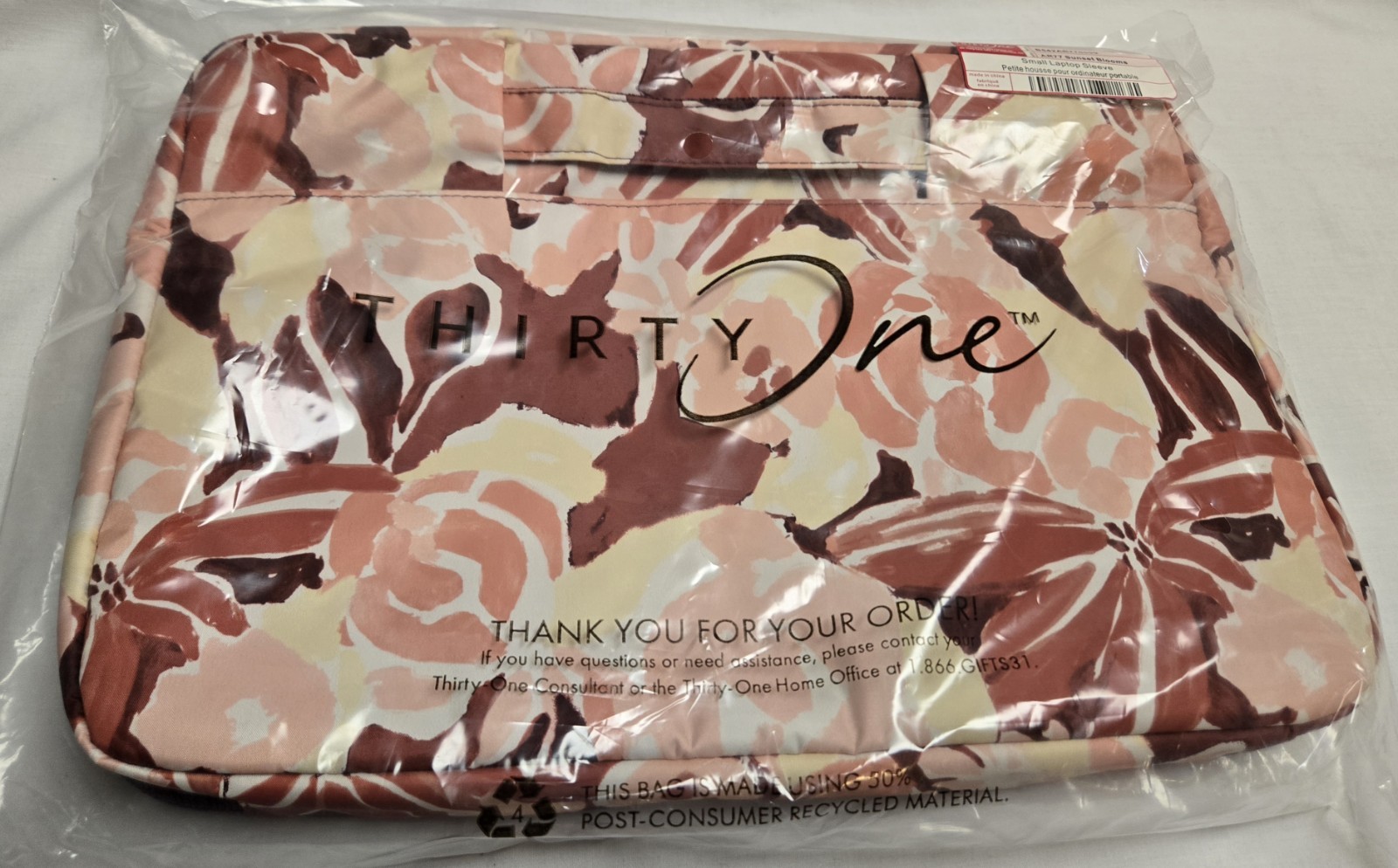 Thirty-one Small Laptop Sleeve Sunset Blooms - Brand New