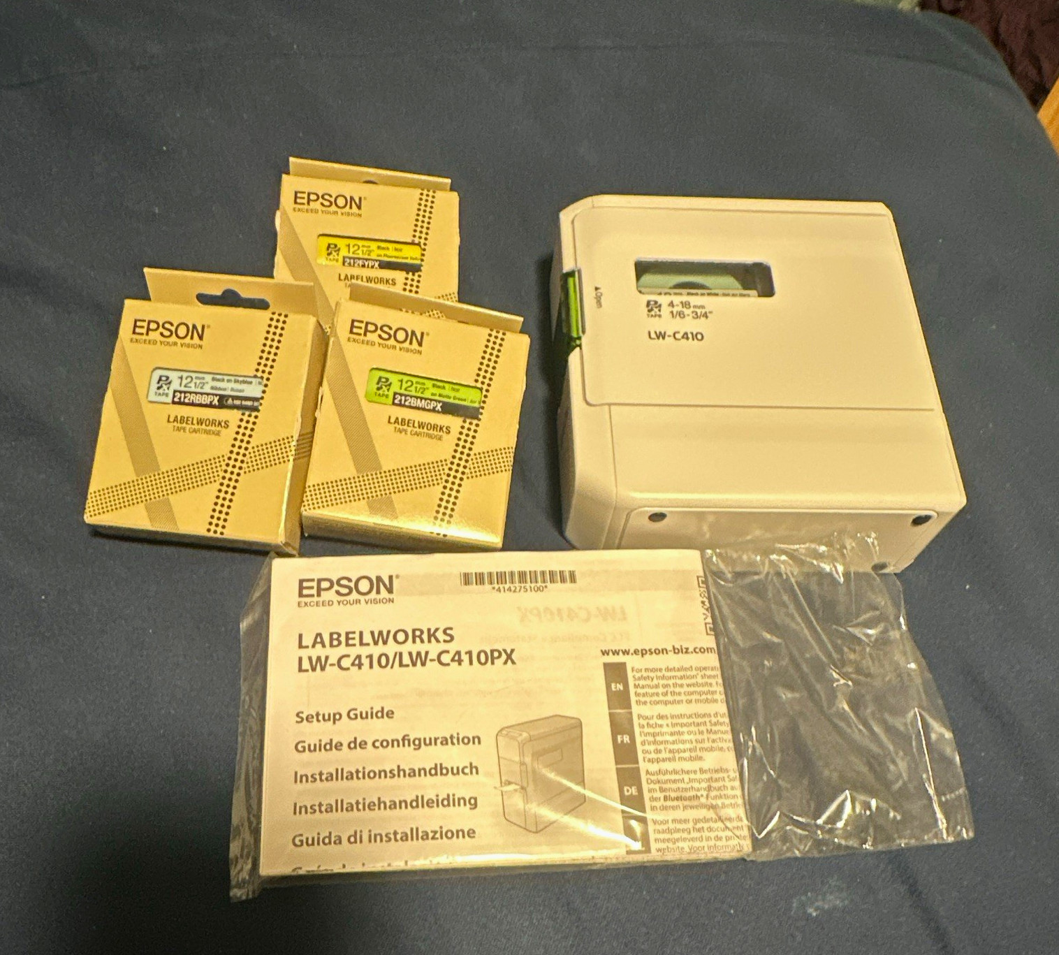 Epson LabelWorks LW-C410 Label Printer w/12mm Tape & Setup Guide