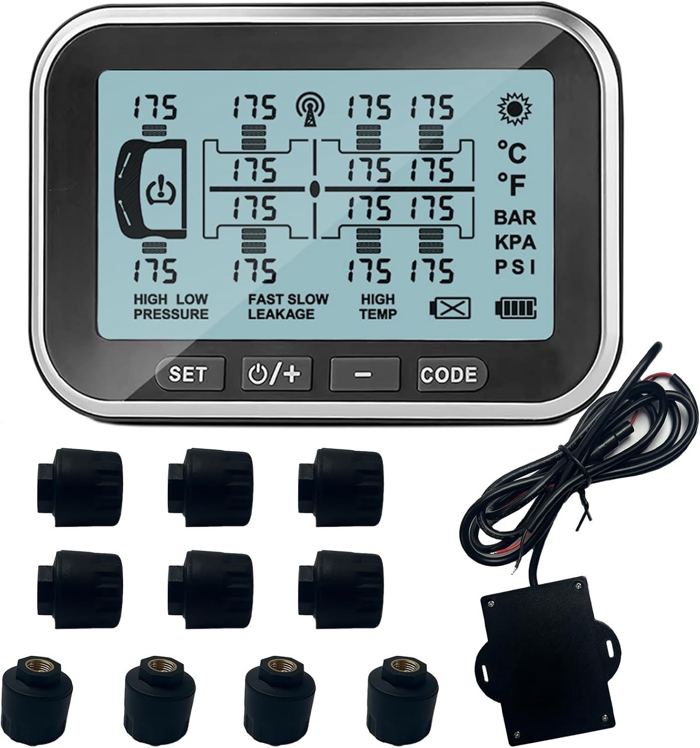 Tire Pressure Monitoring System | 4.5" Solar RV TPMS with Signal 10 Sensors