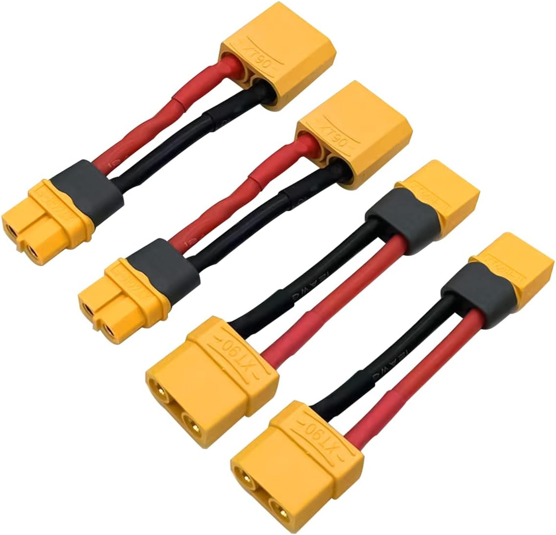 XT60 to XT90 Adapter Cable, 12AWG XT60 Male and Female to XT90 Connector Cable