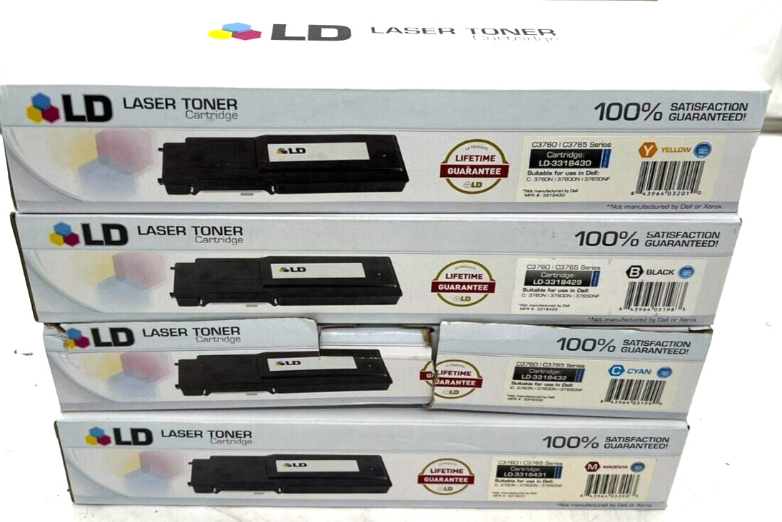 Lot of 12: NEW LD Laser Ink Toner (4)Yellow, (5)Magenta, (1)Black & (2)Cyan