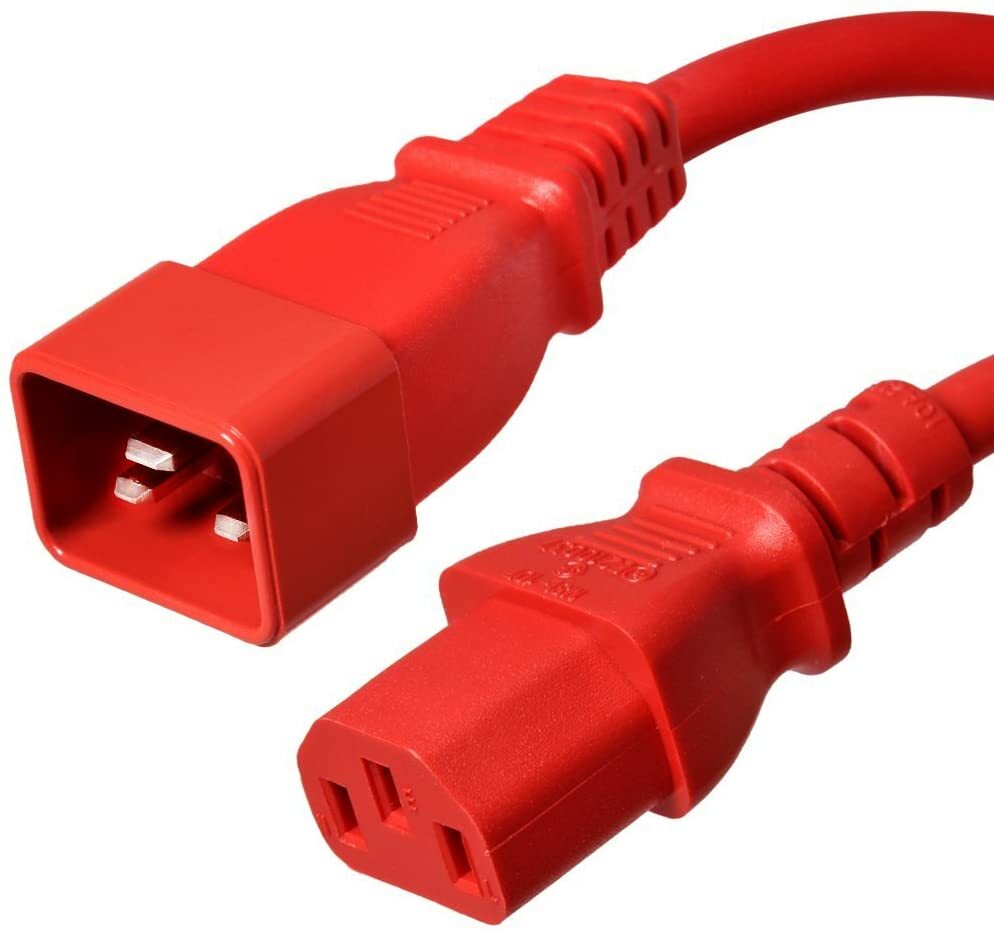 15 PACK LOT 6ft IEC C20 - C13 Red Power Cord 14AWG 15A/1875W 100-250V 2M