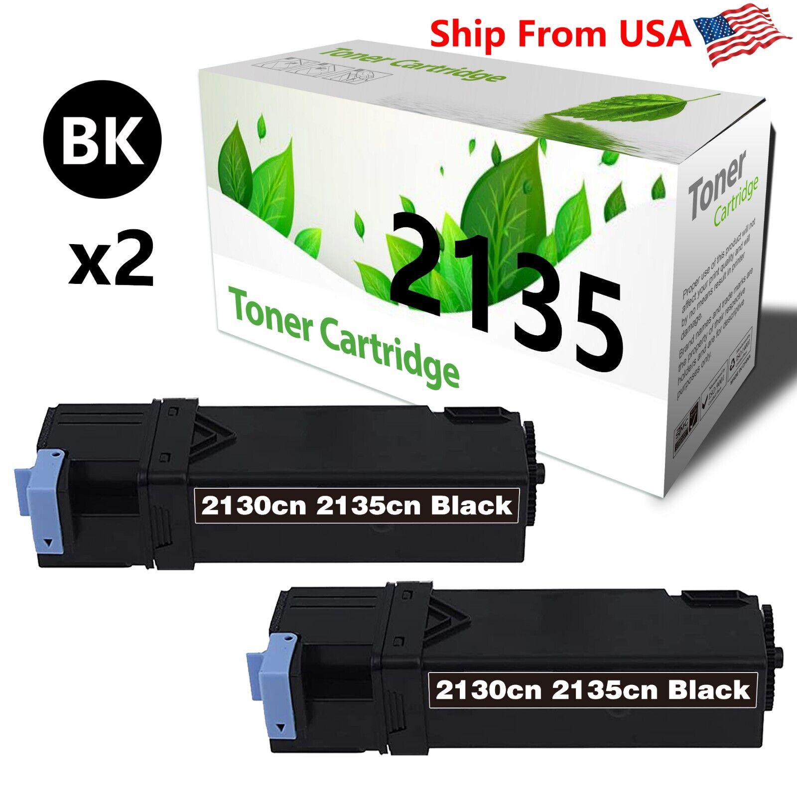 2PK DE2135 2135 Toner Cartridge 2130 2135 Laser Printer Black