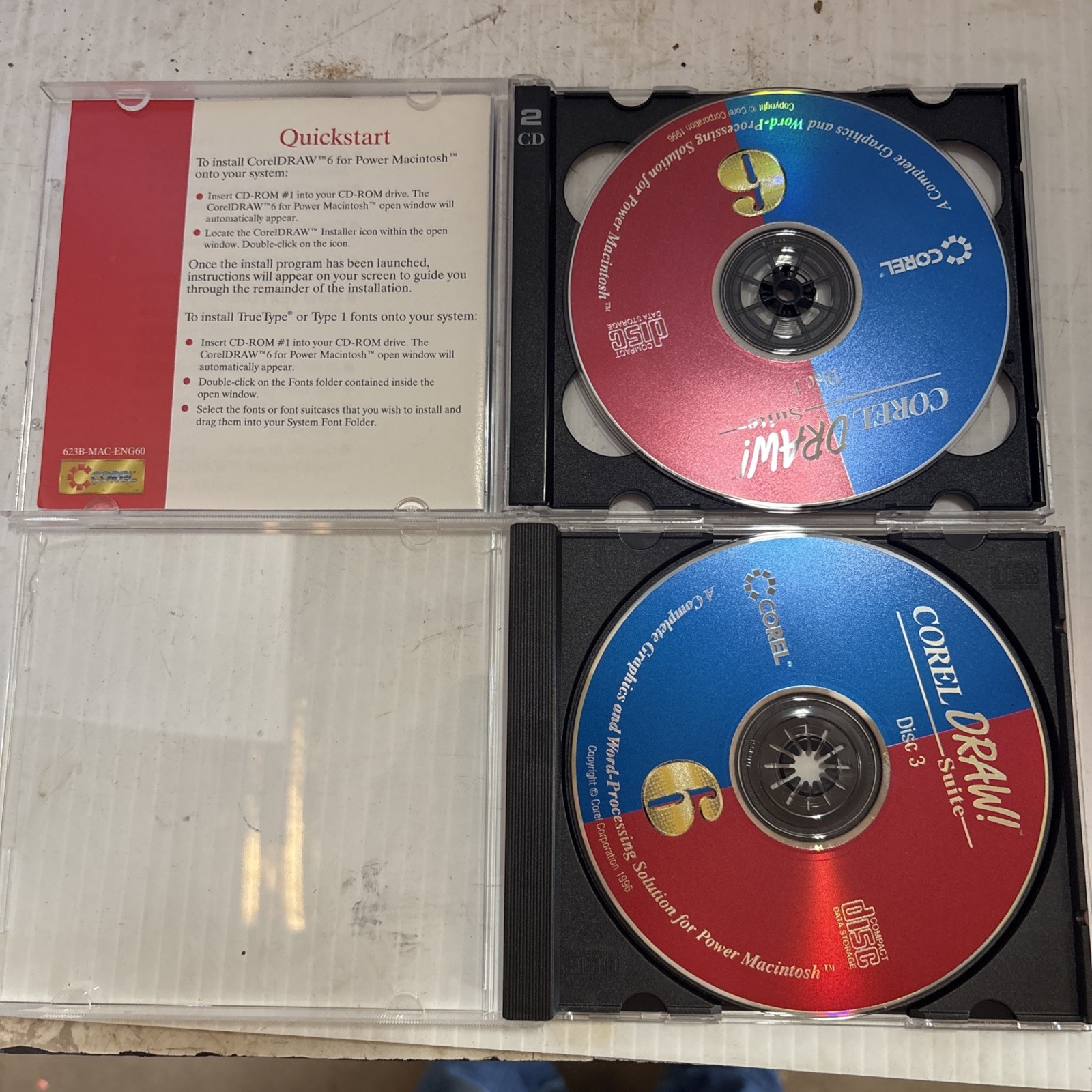 RARE VTG Corel Draw Suite 6 for Power Macintosh 1996 3 CDs