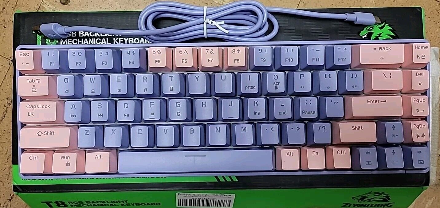 CUSTOM - T8 68 Key RGB Gaming Mechanical Keyboard Programming Wired Computer