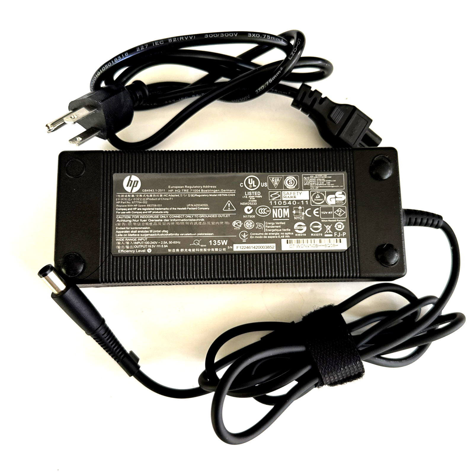 Genuine HP 135W AC Adapter  19.5V 6.9A Model HSTNN-CA24 Pre-owned