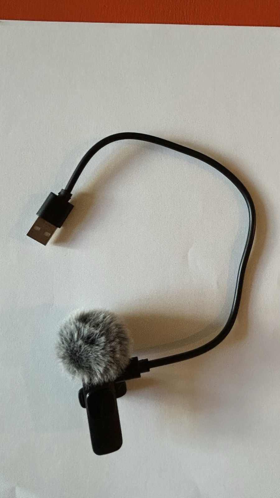 USB Clip-On Microphone USB-A Clip-On with Furry Windscreen, Black/Gray