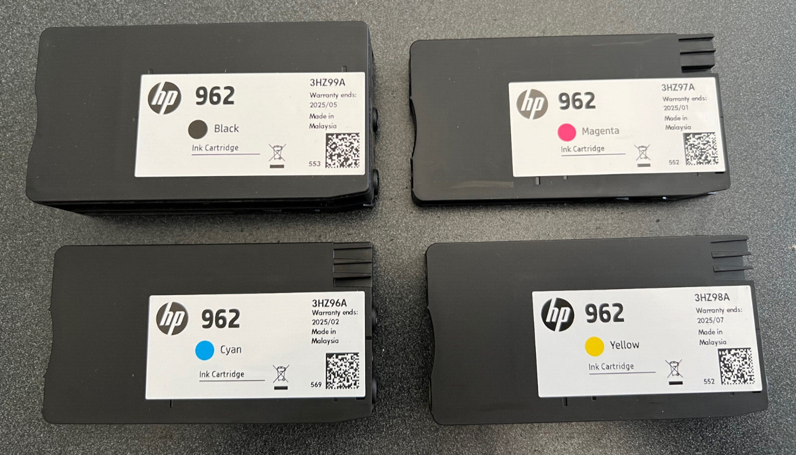Genuine New HP 962 3YQ25AN Black Color 4PK 3HZ99A 3HZ96A 3HZ98A 3HZ97A Exp 2025