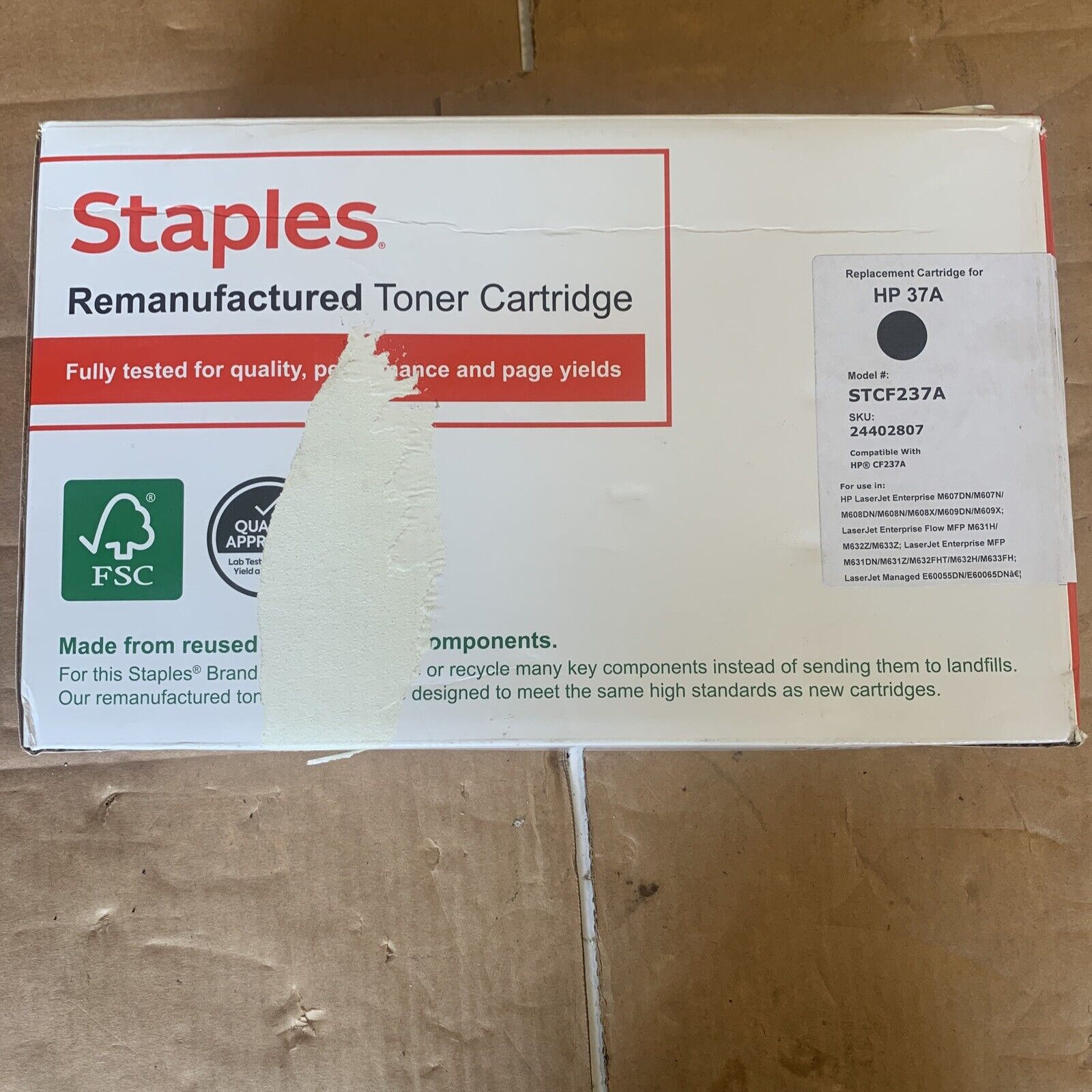 Staples Black Standard Yield Toner Cartridge Replacement for HP 37A