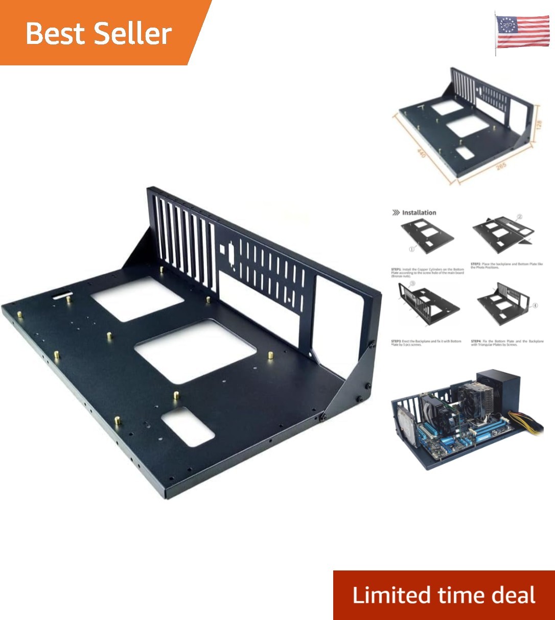 DIY Gaming PC Case: Open Air ATX Chassis for Custom Builds - Up to 305x245mm