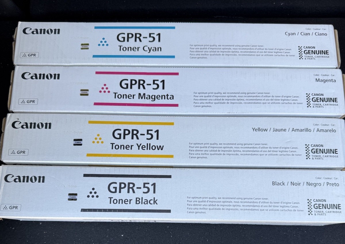 Canon GPR-51 Complete Toner Set Yellow Magenta Cyan Black - Genuine, OEM - NEW