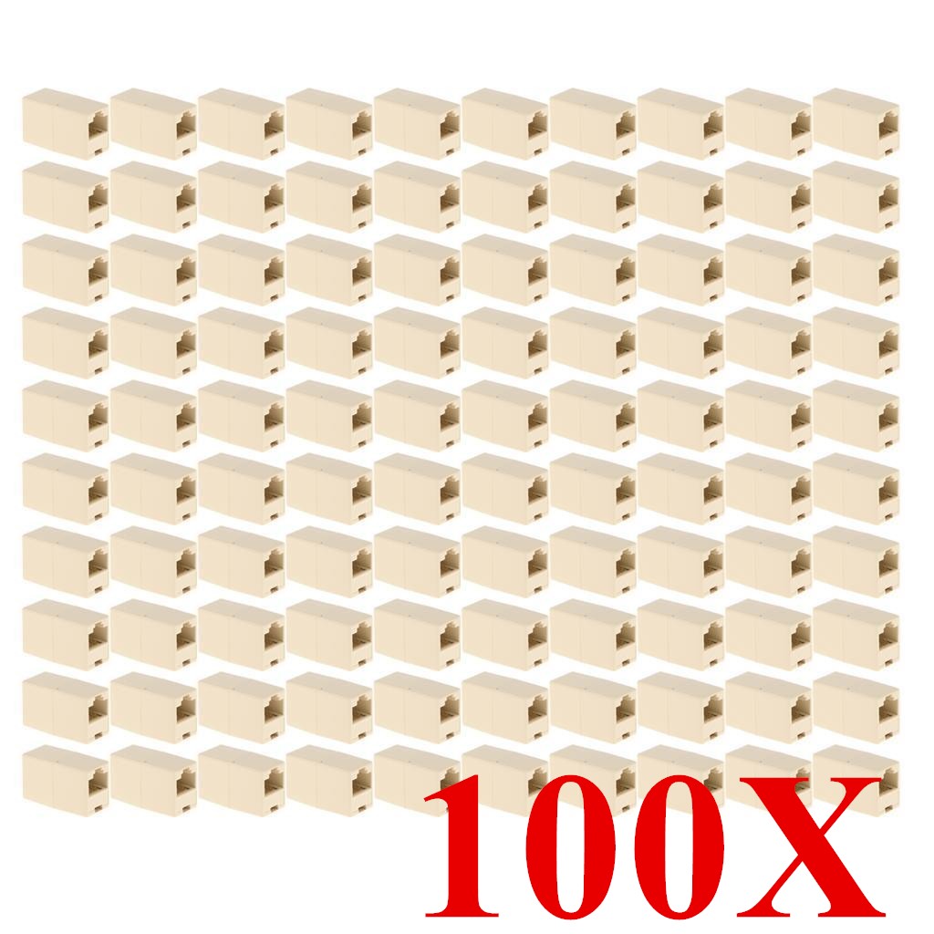 100Pcs RJ45 Inline Coupler Cat6 Cat5e Cat5 Ethernet LAN Network Cable Adapter US