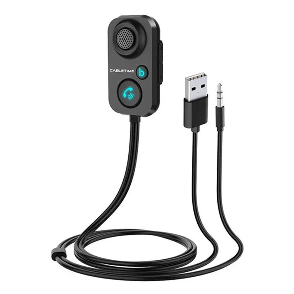 Bluetooth Receiver 5.1 AUX Audio 3.5mm Wireless Adapter for Hands-Free Car